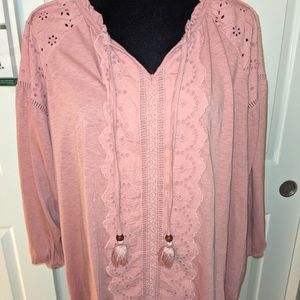 Mauve/Rose Beautiful Peasant Top Lane Bryant 22/24